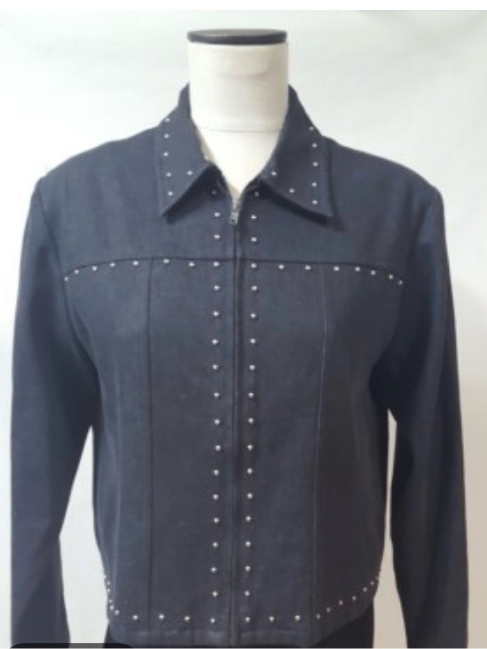 Cathy Daniels Black Stud-Trim Jean Jacket